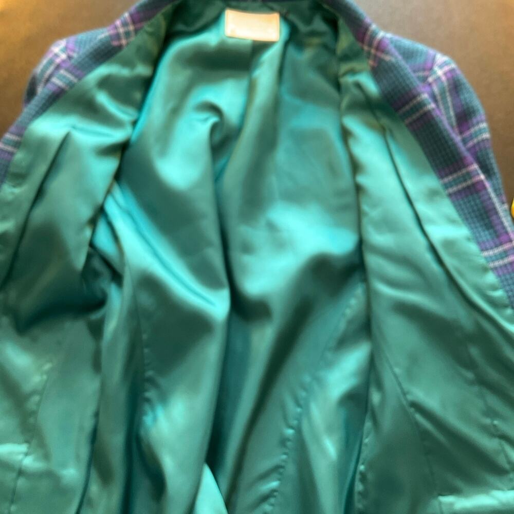 Vintage Pendleton Wool Plaid Blazer USA Made Size 6 Teal Purple - Picture 6 of 10
